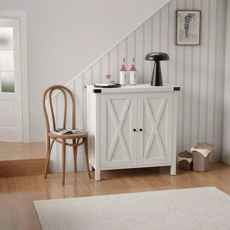 Adjustable Shelf and 2 Barn Doors,Farmhouse Sideboard Buffet Cabinet, for Living Room, Dining Room American