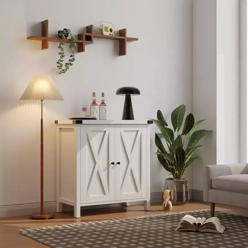 Adjustable Shelf and 2 Barn Doors,Farmhouse Sideboard Buffet Cabinet, for Living Room, Dining Room American