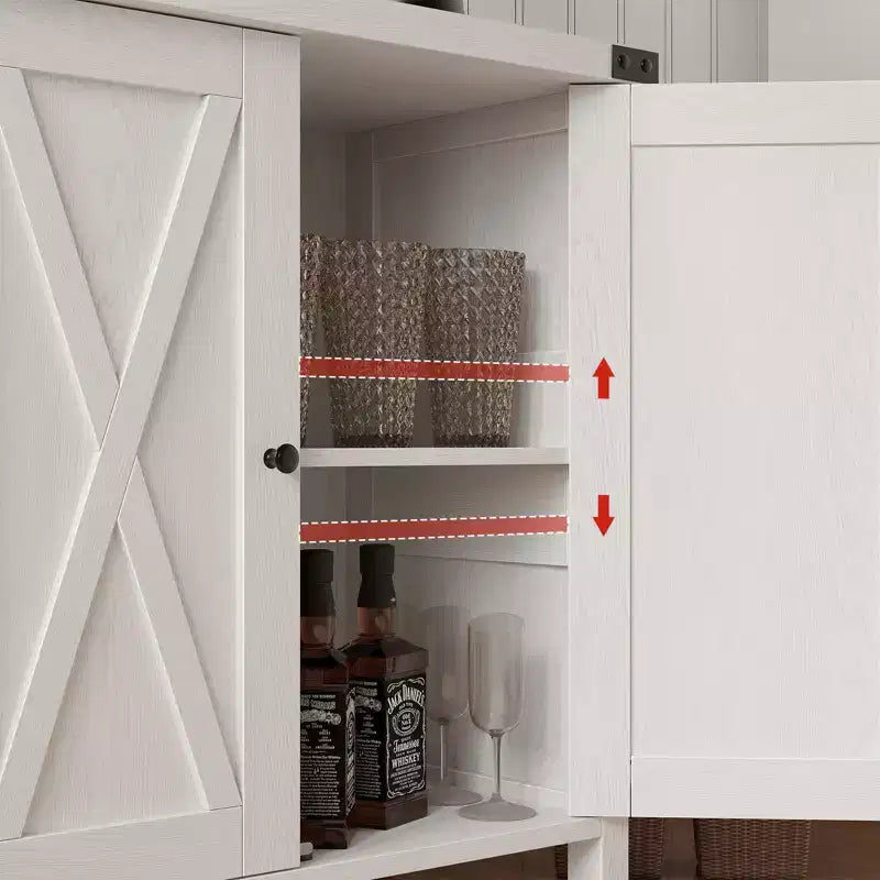 Adjustable Shelf and 2 Barn Doors,Farmhouse Sideboard Buffet Cabinet, for Living Room, Dining Room American