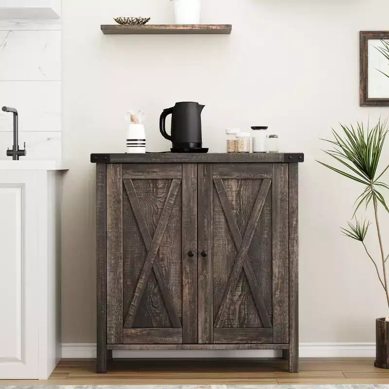 Adjustable Shelf and 2 Barn Doors,Farmhouse Sideboard Buffet Cabinet, for Living Room, Dining Room American