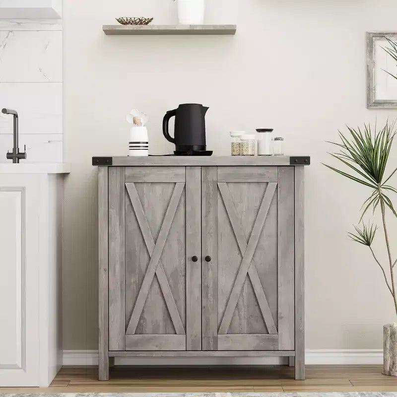 Adjustable Shelf and 2 Barn Doors,Farmhouse Sideboard Buffet Cabinet, for Living Room, Dining Room American