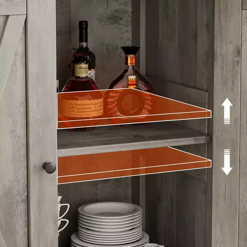 Adjustable Shelf and 2 Barn Doors,Farmhouse Sideboard Buffet Cabinet, for Living Room, Dining Room American