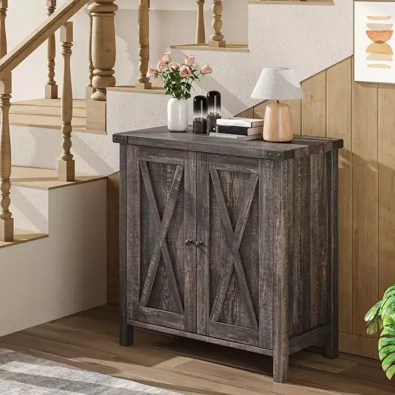 Adjustable Shelf and 2 Barn Doors,Farmhouse Sideboard Buffet Cabinet, for Living Room, Dining Room American