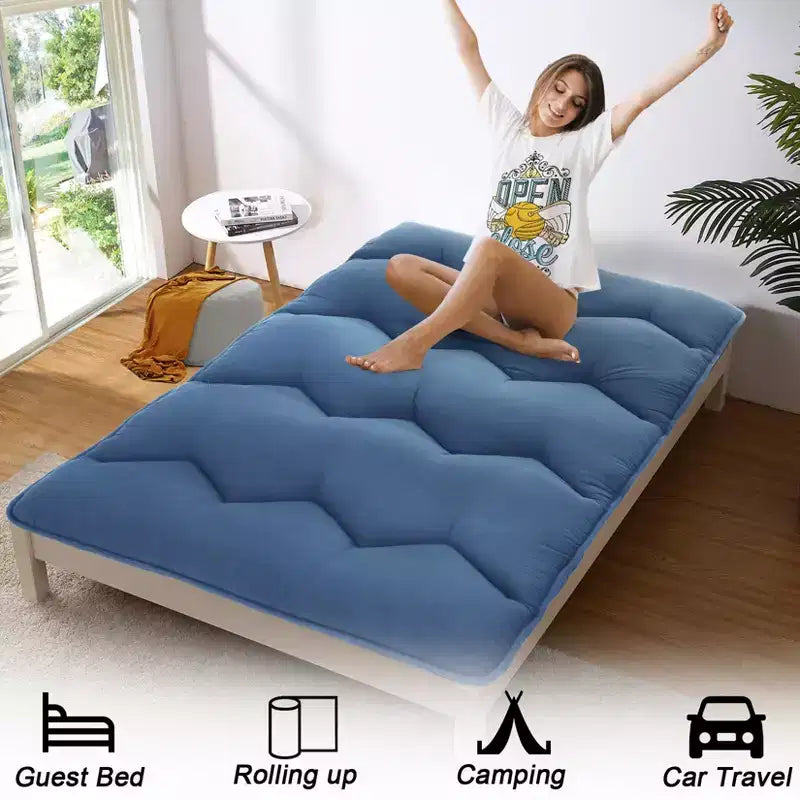 Futon Mattress Japanese Style - Foldable Floor Sleeping Mattress, Tatami Mat Roll Up Camping Pad