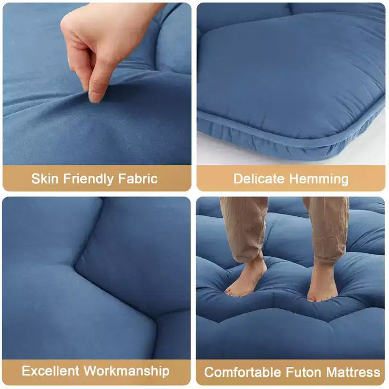 Futon Mattress Japanese Style - Foldable Floor Sleeping Mattress, Tatami Mat Roll Up Camping Pad