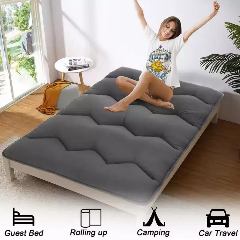 Futon Mattress Japanese Style - Foldable Floor Sleeping Mattress, Tatami Mat Roll Up Camping Pad