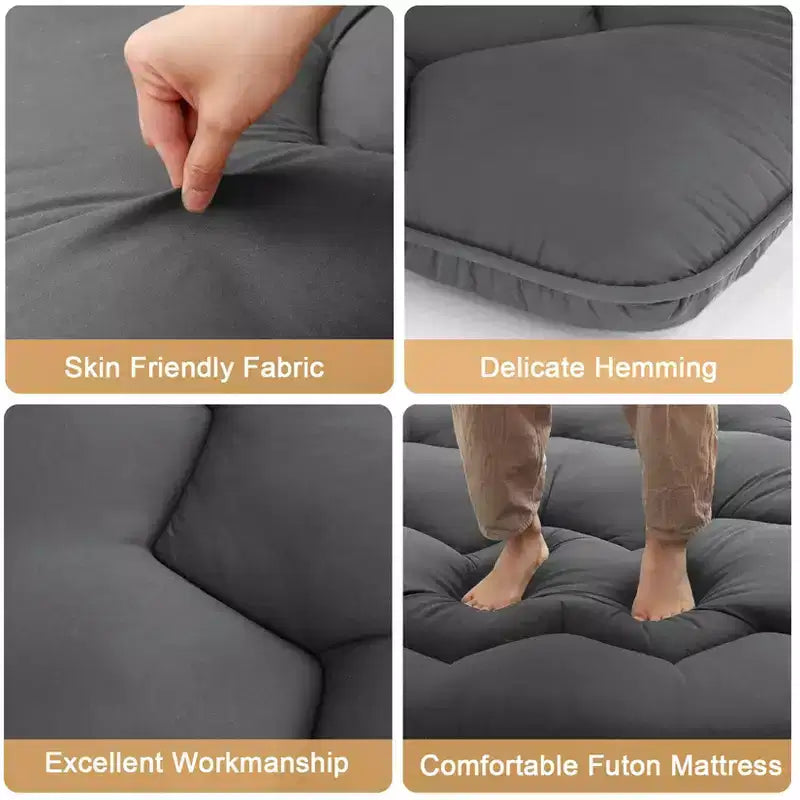 Futon Mattress Japanese Style - Foldable Floor Sleeping Mattress, Tatami Mat Roll Up Camping Pad