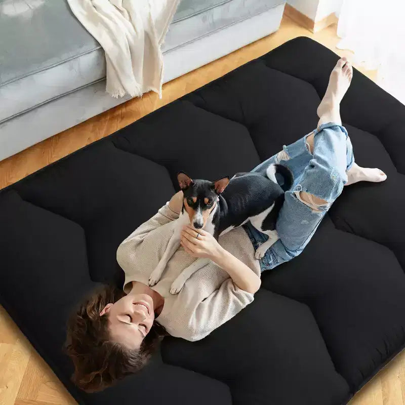 Futon Mattress Japanese Style - Foldable Floor Sleeping Mattress, Tatami Mat Roll Up Camping Pad