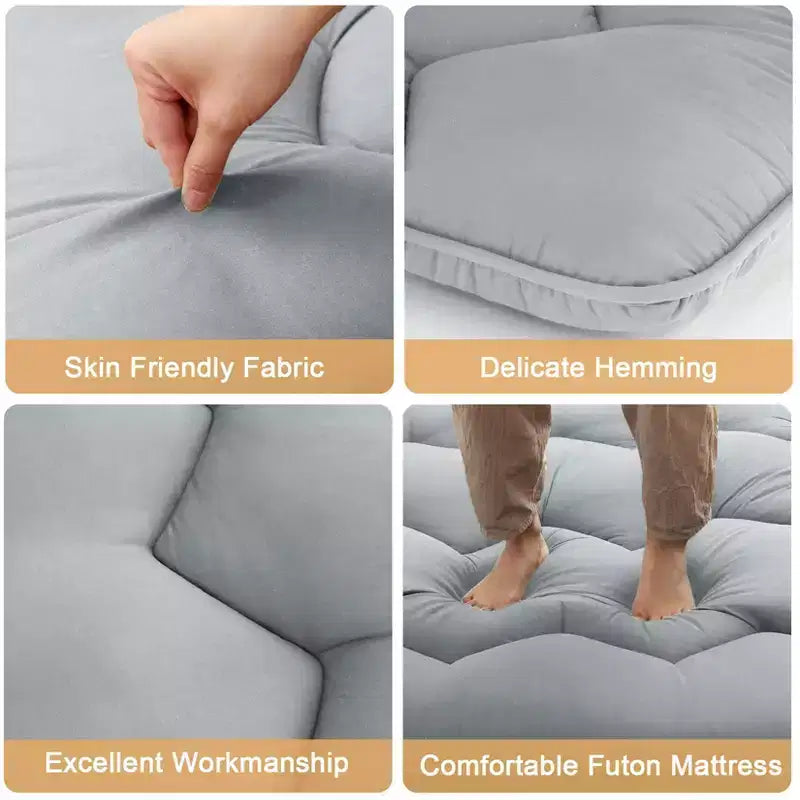 Futon Mattress Japanese Style - Foldable Floor Sleeping Mattress, Tatami Mat Roll Up Camping Pad