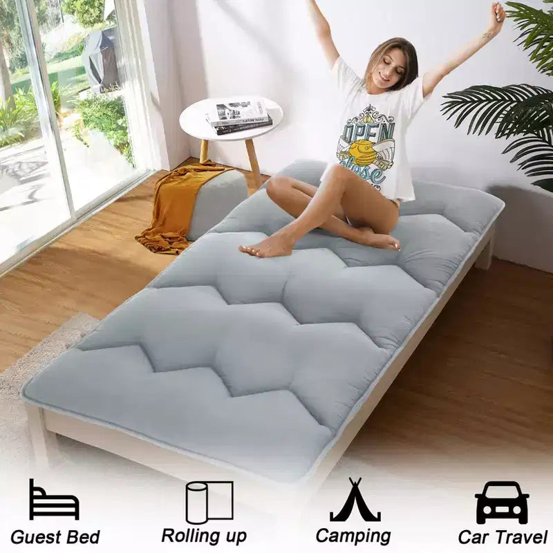 Futon Mattress Japanese Style - Foldable Floor Sleeping Mattress, Tatami Mat Roll Up Camping Pad