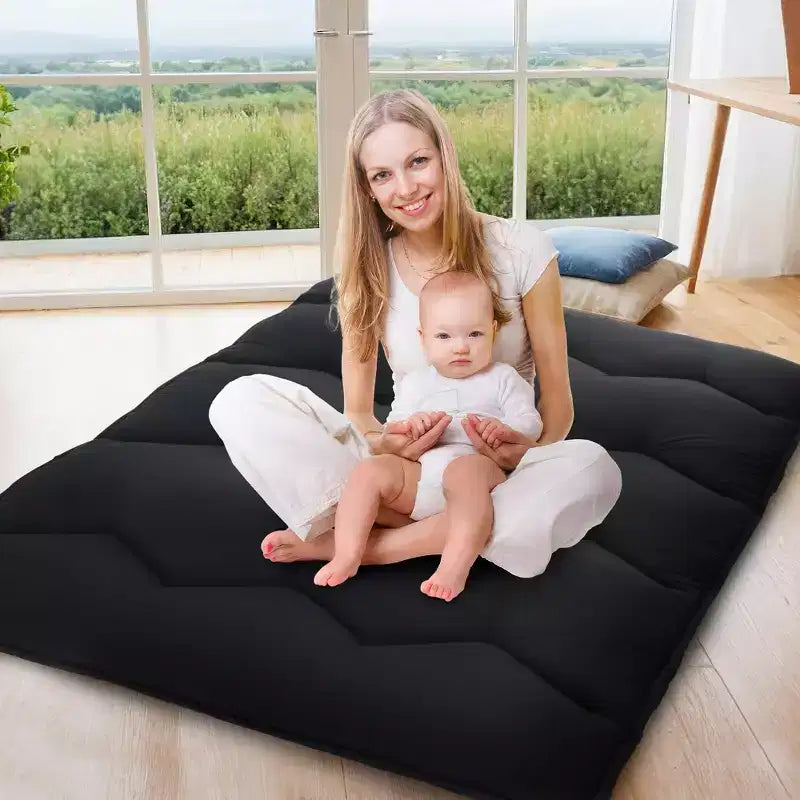 Futon Mattress Japanese Style - Foldable Floor Sleeping Mattress, Tatami Mat Roll Up Camping Pad