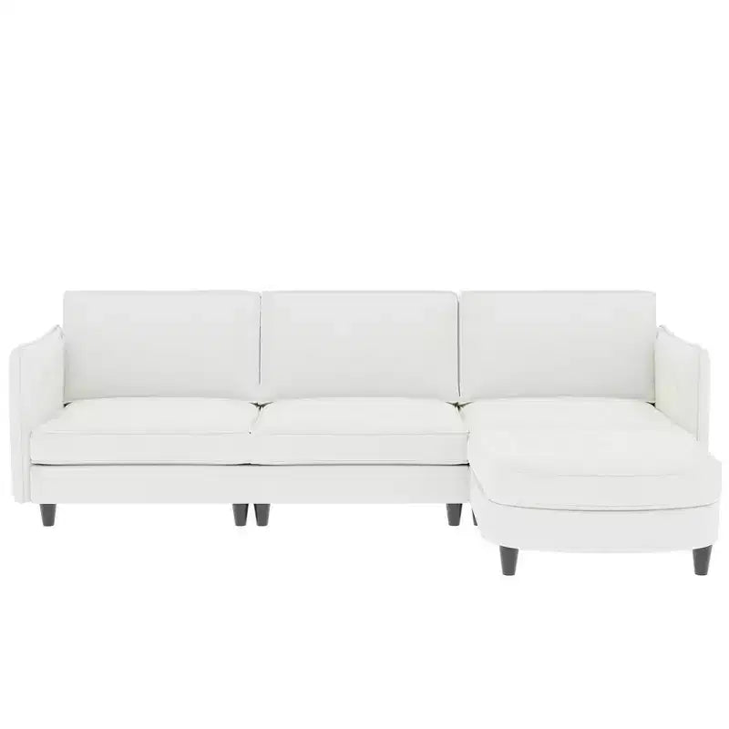 Homy Casa Modern L-Shaped Sectional Sofa with Chaise Lounge and Soft Cushions, for Living Room or Apartment, Beige