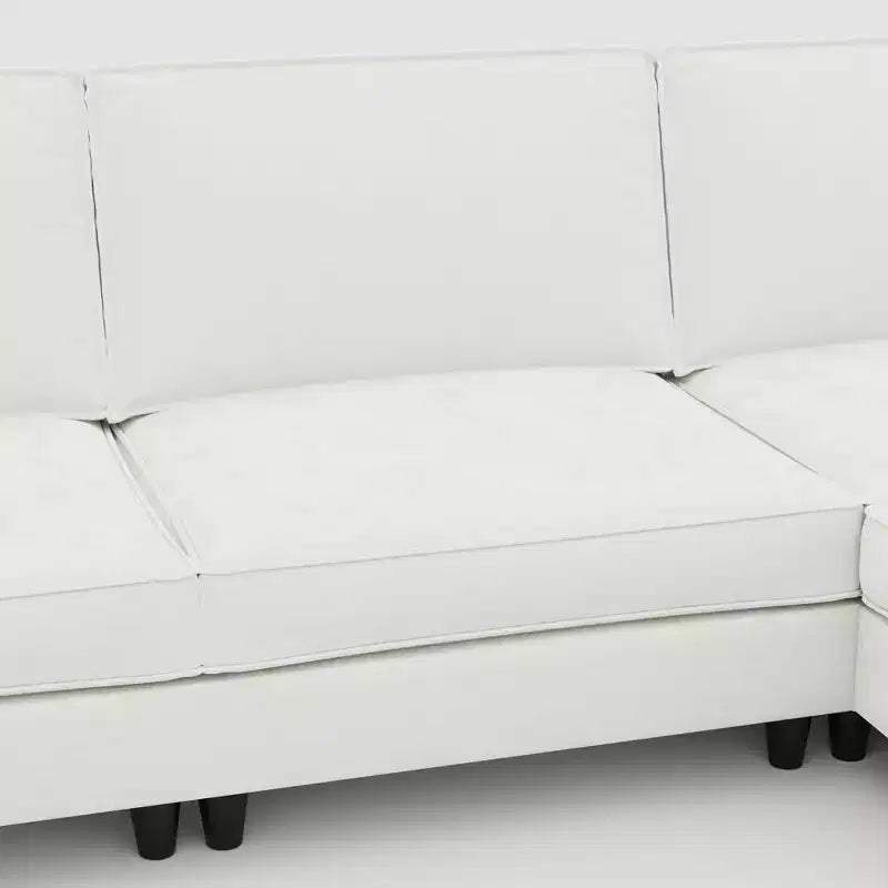 Homy Casa Modern L-Shaped Sectional Sofa with Chaise Lounge and Soft Cushions, for Living Room or Apartment, Beige