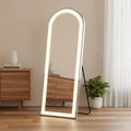 HomeRoots 71 Clear Arch Lighted Freestanding and Wall Mount Frameless Full Length Mirror