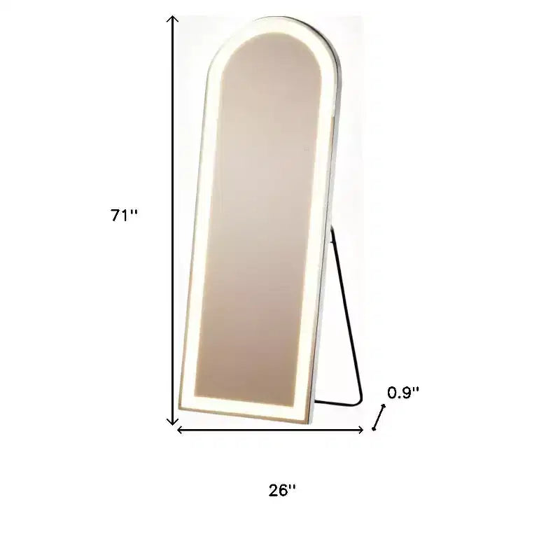 HomeRoots 71 Clear Arch Lighted Freestanding and Wall Mount Frameless Full Length Mirror