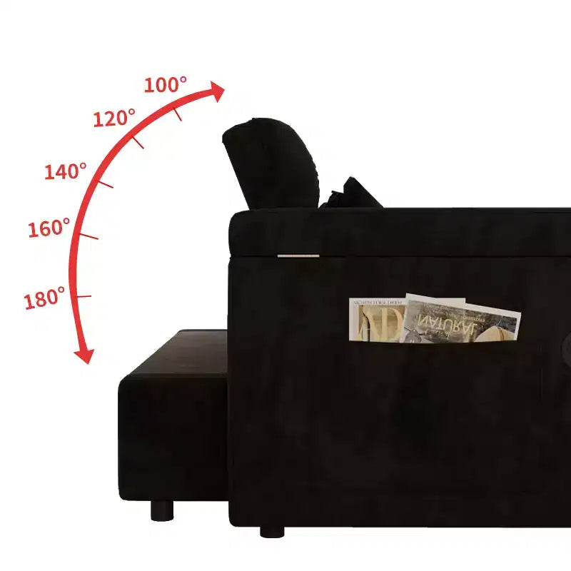 GDFStudio Tali Contemporary Multi-Functional Velvet Upholstered Loveseat Bed with Adjustable Back and Laptop Desk