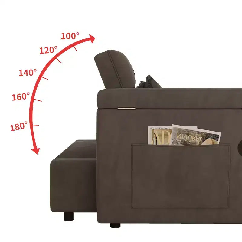GDFStudio Tali Contemporary Multi-Functional Velvet Upholstered Loveseat Bed with Adjustable Back and Laptop Desk