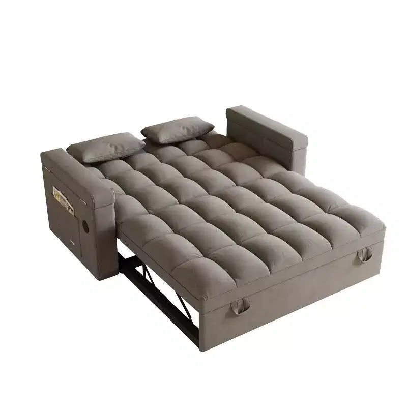 GDFStudio Tali Contemporary Multi-Functional Velvet Upholstered Loveseat Bed with Adjustable Back and Laptop Desk