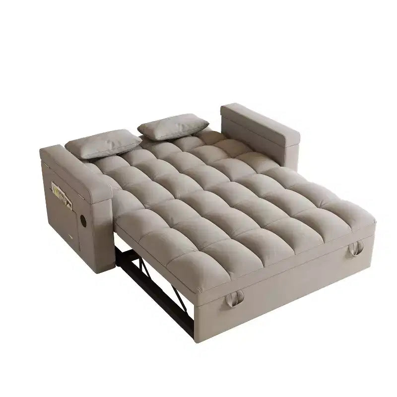 GDFStudio Tali Contemporary Multi-Functional Velvet Upholstered Loveseat Bed with Adjustable Back and Laptop Desk