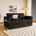 GDFStudio Tali Contemporary Multi-Functional Velvet Upholstered Loveseat Bed with Adjustable Back and Laptop Desk