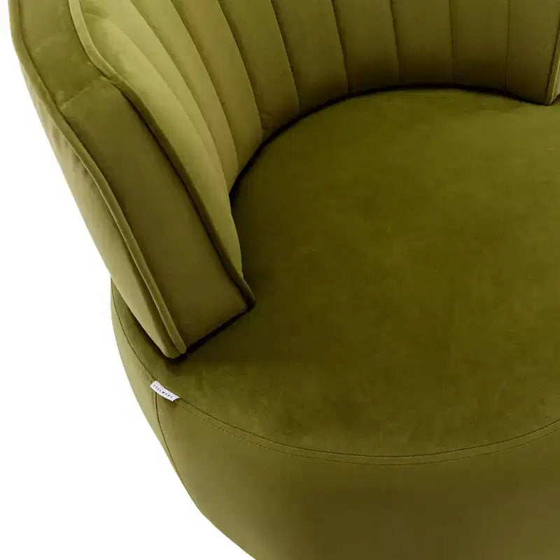 360 Swivel Accent Chair Barrel Chair Velvet Upholstered Armchair Round Cuddle Reading Chair Vanity Chair - ModernLuxe