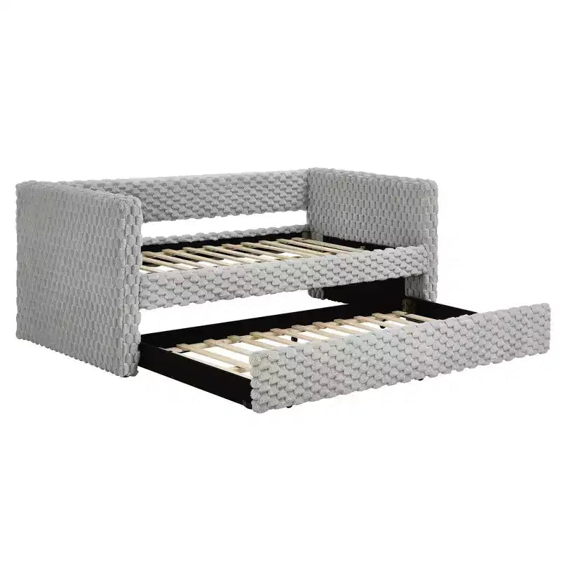 EHMKNP Twin Size Daybed, Upholstered sofa bed,The bottom pulls out to form a bed,Plaid