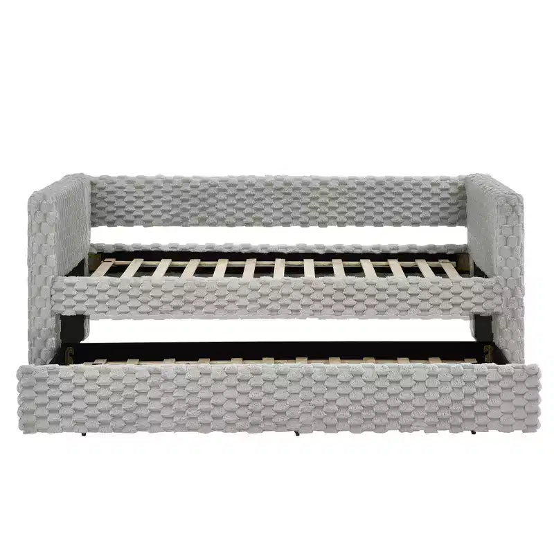 EHMKNP Twin Size Daybed, Upholstered sofa bed,The bottom pulls out to form a bed,Plaid