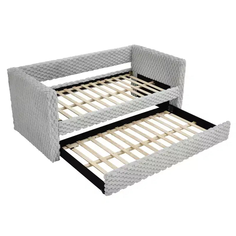 EHMKNP Twin Size Daybed, Upholstered sofa bed,The bottom pulls out to form a bed,Plaid