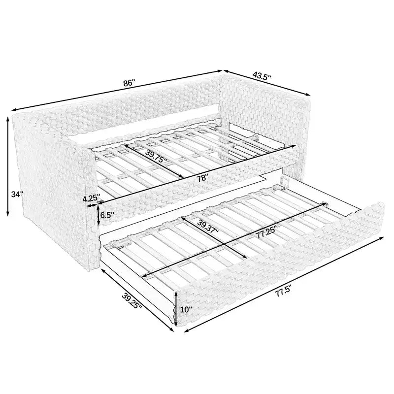 EHMKNP Twin Size Daybed, Upholstered sofa bed,The bottom pulls out to form a bed,Plaid
