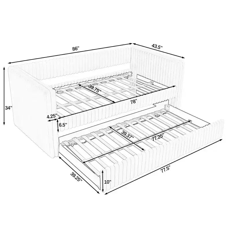 EHMKNP Twin Size Daybed, Upholstered sofa bed,The bottom pulls out to form a bed,Plaid