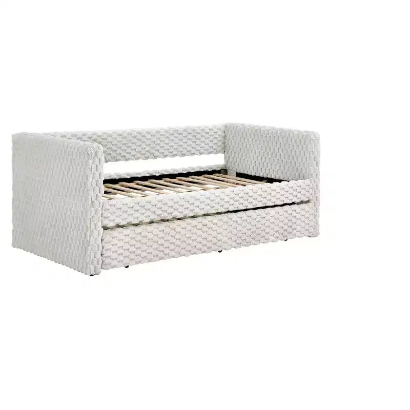 EHMKNP Twin Size Daybed, Upholstered sofa bed,The bottom pulls out to form a bed,Plaid