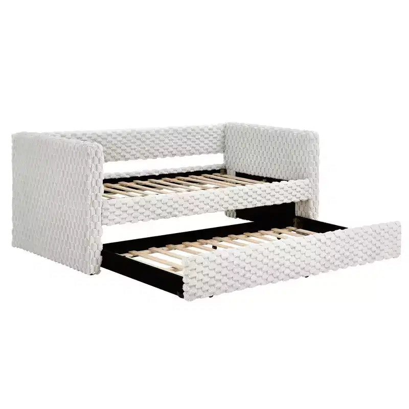 EHMKNP Twin Size Daybed, Upholstered sofa bed,The bottom pulls out to form a bed,Plaid