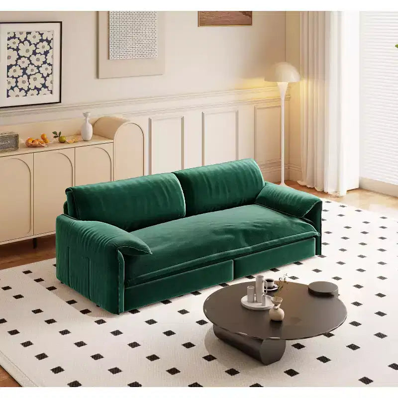 MAYEERTY 66 Queen Pull Out Sofa Bed, 3-in-1 Convertible Sleeper Sofa with Side Storage, Multifunctional Velvet Loveseat Bed for Living Room Bedroom