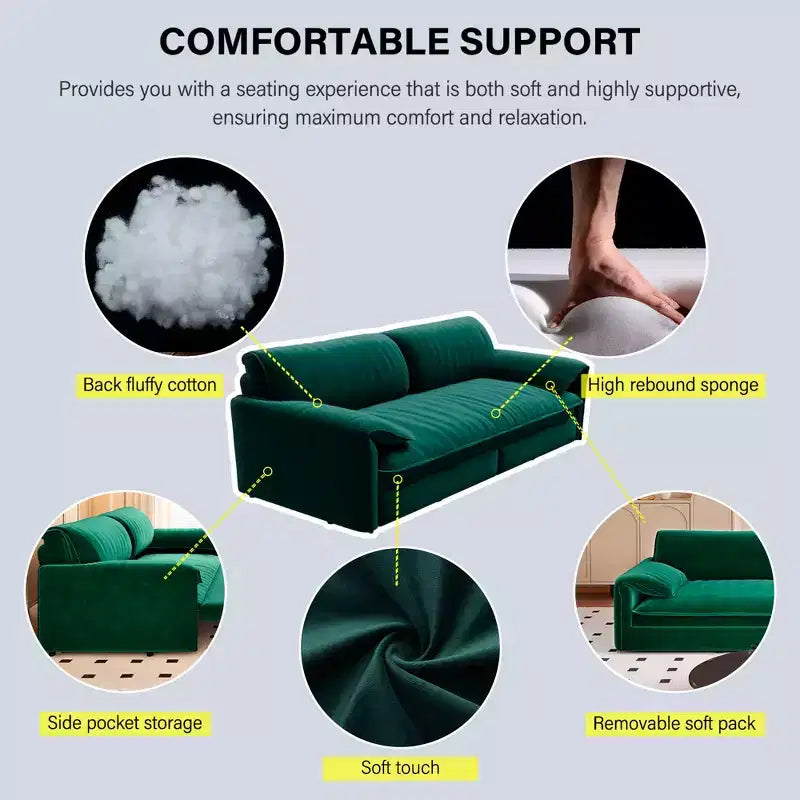 MAYEERTY 66 Queen Pull Out Sofa Bed, 3-in-1 Convertible Sleeper Sofa with Side Storage, Multifunctional Velvet Loveseat Bed for Living Room Bedroom