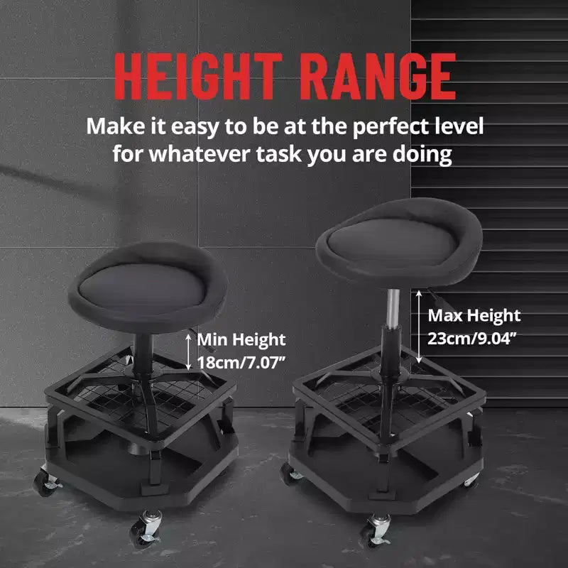 COZONY Rolling Mechanic Stool, 300 Lbs Capacity Heavy Duty Garage Seat with Wheels for Auto Repair Shop