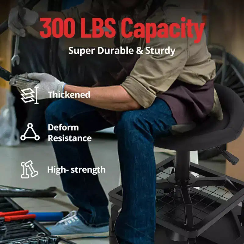 COZONY Rolling Mechanic Stool, 300 Lbs Capacity Heavy Duty Garage Seat with Wheels for Auto Repair Shop
