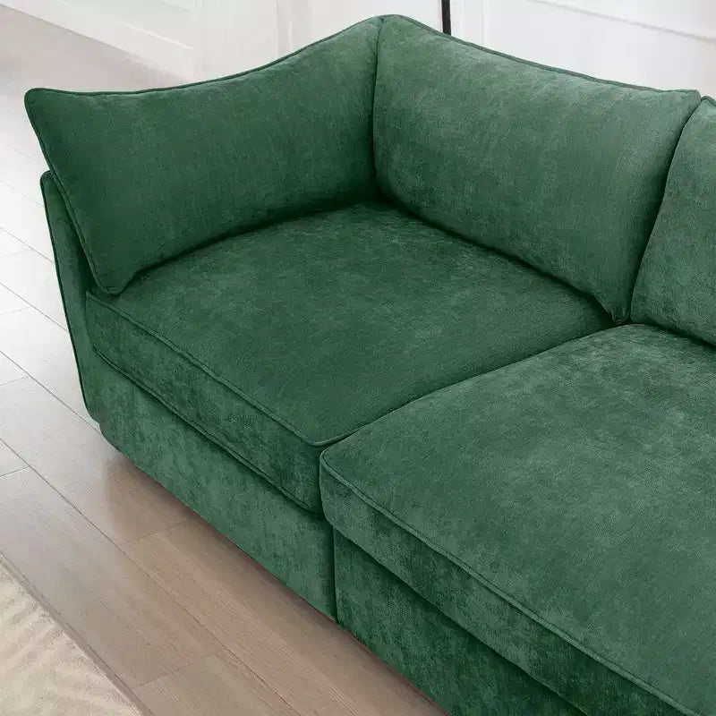 GDFStudio Austell Chenille Upholstered U-Shape Deep Seat 3-Seater Sofa with 2 Ottomans