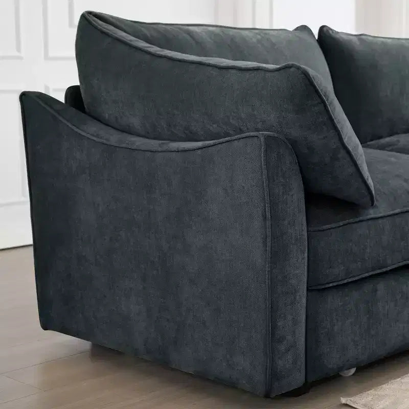 GDFStudio Austell Chenille Upholstered U-Shape Deep Seat 3-Seater Sofa with 2 Ottomans