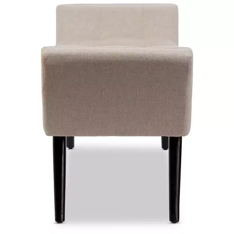 Tamblin Mid-Century Modern Retro Linen Fabric Upholstered Grid - Tufting 50" Bench - Beige - Baxton Studio: Plywood Frame, Polyester Upholstery