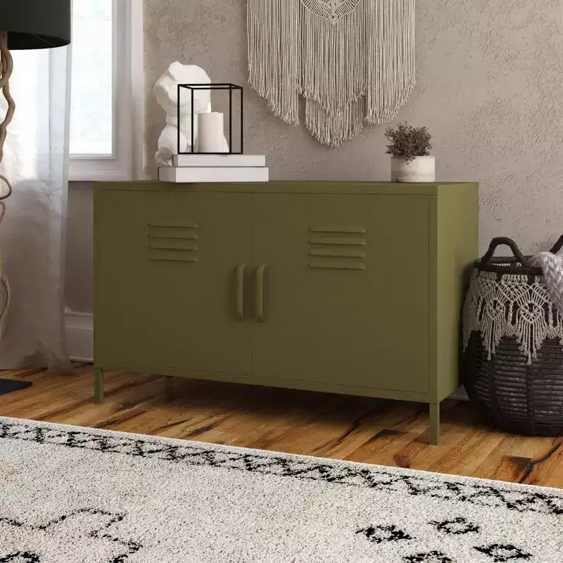 RealRooms Shadwick 2 Door Metal Locker Accent Cabinet